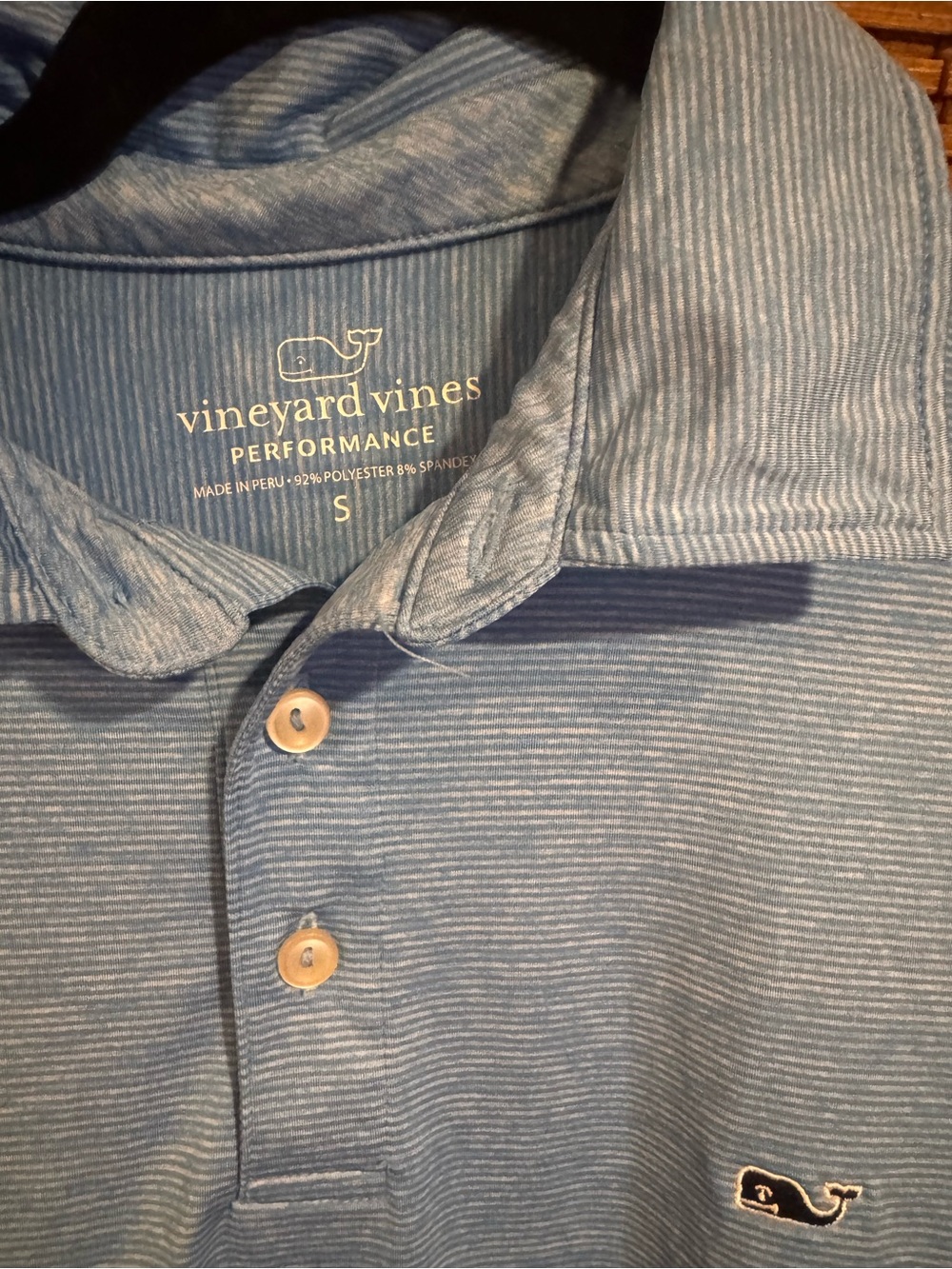 Vineyard Vines Men's Light Blue Striped Performance Polo